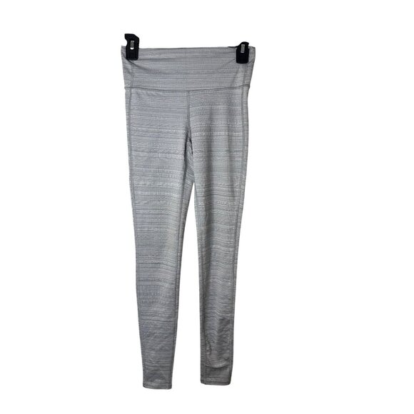 Athleta XS Gray Textured High-Waisted Stretch Leggings Preppy Cropped - Picture 1 of 7